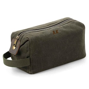 Leather Canvas Toiletry Bag Waterproof Travel Organizer Cosmetic Storage Kit Men <b>Case</b> Bag LCTB-0039 - Product Image 1