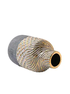 Contemporary Elegant Luxury Coastal Iron Flower Vase Eco-Friendly <b>Tabletop</b> Vase Premium Gold Matte Finish - Product Image 3