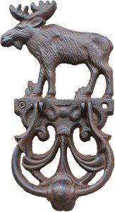 Poignée de porte et sonnette de porte en fonte, style rétro vintage, motif cerf, rustique - Product Image 3