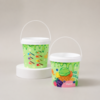 Ember Plastik Murah Grosir 300ml-1 Liter dengan Tutup, Ember Bulat Kecil untuk Kemasan, Wadah Es Krim