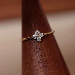 Round Cut Moissanite 4 Stone <b>Ring</b> Yellow <b>Gold</b> Engagement <b>Ring</b> 10K Yellow <b>Gold</b> Wedding Band 4 Stone Minimalist <b>Ring</b> Gift Women - Product Image 6