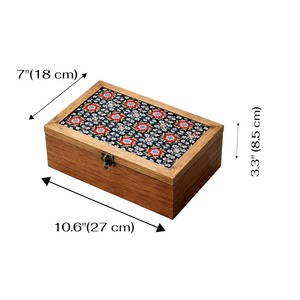 Caja de madera con estampado estilo Shabby Chic, caja de joyería estilo rústico, caja de almacenamiento de madera con estampado para decoración envejecida, estuche de suministro al por mayor - Product Image 5