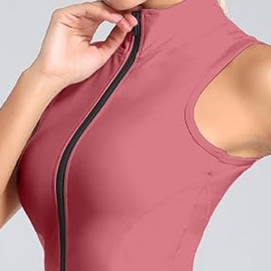 <b>Women's</b> Plus Size <b>Sleeveless</b> Full Zip Lightweight Slim Fit Eco-Friendly Four-Way Stretch Workout <b>Jacket</b> for Gym Yoga Athletic - Product Image 5