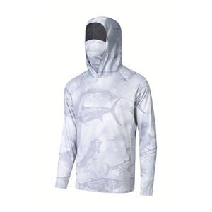 เสื้อฮู้ดดี้ตกปลาผู้ชายดีไซน์ใหม่ มีกระเป๋าซิปด้านหน้า ดีไซน์ OEM น้ำหนักเบา แขนยาว แห้งเร็ว - Product Image 1