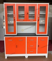 Buffet de cuisine en métal, armoire à vaisselle en acier pour salle à manger, meuble de cuisine autoportant en métal, armoire de cuisine moderne en fer