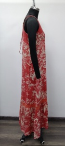Red Floral Print Maxi <b>Dress</b> Spaghetti Strap Lace Trim Boho <b>Loose</b> Fit Summer Casual Cotton Slip <b>Dress</b> - Product Image 3