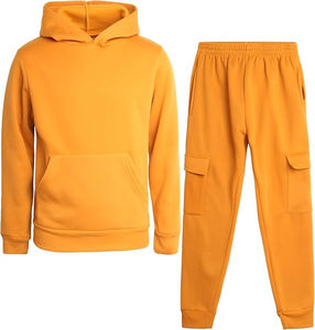 Ensemble de survêtement décontracté pour homme en polyester uni, taille mi-haute, avec capuche, respirant, séchage rapide, pantalon de jogging long pour l'automne - Product Image 2