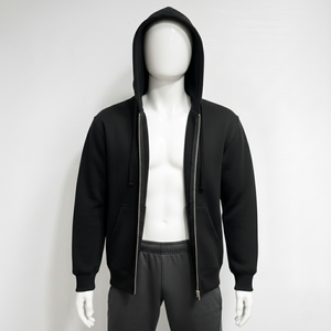 Sudadera con capucha completa con cremallera, cordón ajustable y bolsillos canguro, de mezcla de algodón suave, informal, unisex, para hombre y mujer, al por mayor - Product Image 4