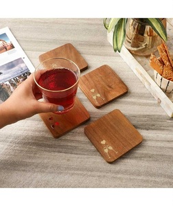 Premium Eco-Friendly Antique Wooden Coasters (<b>Mats</b> Pads) Customized Thickness Rustic Design for Dining Home Table Decor - Product Image 4