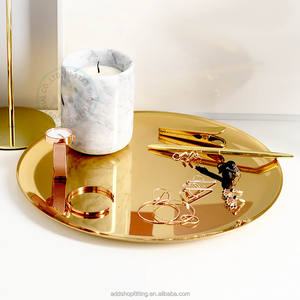 Plateau décoratif d'or de bijoux d'acier inoxydable de 28 cm pour l'affichage de magasin - Product Image 1