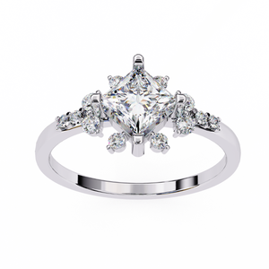 Premium floral princess cut diamond statement <b>ring</b> <b>crafted</b> with brilliant halo for timeless luxury elegance - Product Image 6