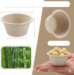 Sugarcane Bagasse Biodegradable Disposable Dip Bowls for <b>Sauce</b> & Seafood Condiments 2oz Cups for Burgers, Fries & Combo Meals - Product Image 2