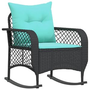Chaise à bascule de patio en turquoise noir pour usage extérieur - Product Image 2