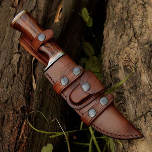 Nouveau couteau Bowie en acier Damas, couteau à lame fixe en acier Damas, couteau de survie et de chasse pour l'extérieur avec manche en bois de rose - Product Image 6