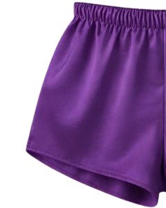 Purple Satin Camisole Shorts Set Women Sleepwear <b>Lace</b> Trim Spaghetti Strap Breathable Summer Nightwear Pajama Set Lounge Wear - Product Image 6