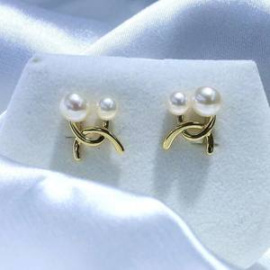 Boucles d'oreilles en perles d'eau douce naturelles de Zhuji, double C, tendance populaire, nouveau bijou à lettres, élégantes boucles d'oreilles en perles d'eau douce - Product Image 3