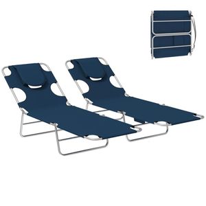 Juego de Dos Tumbonas de Diseño Moderno, Muebles de Exterior Duraderos con Estructura de Aluminio y Cojín de Esponja para Piscina, Hotel, Patio, Villa - Product Image 2