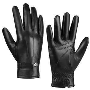 Gants de poignet en peau de mouton noire pour hommes, compatibles avec les écrans tactiles, thermiques, écologiques, pour le sport, l'hiver et l'usage quotidien - Product Image 3