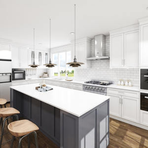 Meubles de cuisine modernes en bois sur mesure JY Project, meubles modulaires RTA fabriqués au Vietnam, armoires de cuisine blanches, design moderne - Product Image 6