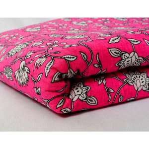 ผ้าฝ้ายพิมพ์ลายดอกไม้สีชมพูอินเดียแบบแฮนด์บล็อก ขายดี เหมาะสำหรับงานควิลท์ ปลอกหมอน ผ้าม่าน ผ้าคลุมเด็กผู้ชาย ผ้าทอสำหรับเด็กผู้หญิง - Product Image 2