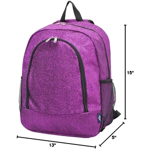 Cheerleading Backpack Custom Purple Glitter Sparkle Black Trim Silver Zipper Mesh <b>Pocket</b> Squad OEM - Product Image 2