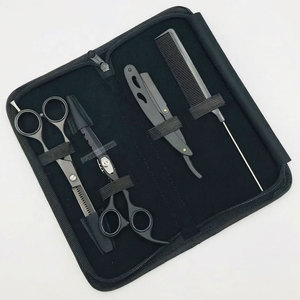 Tijeras de Barbero Profesionales Negras Mate Más Vendidas, Peine de Afeitar de Acero Inoxidable Sostenible con Etiqueta Privada Personalizada para Uso Estético - Product Image 6