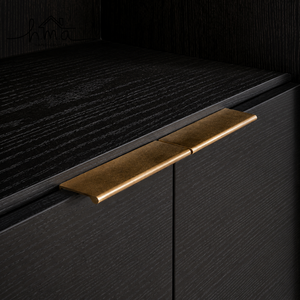 Matte Black Brass Edge Pull Handle Solid Brass Cabinet Drawer Pull Modern Finger Grip <b>Wardrobe</b> Kitchen Cupboard <b>Hardware</b> - Product Image 5