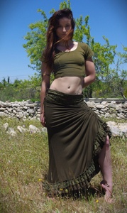 Jupe longue bohème en dentelle avec ourlet à volants, style hippie gypsy, pour festivals, à prix de gros - Product Image 3