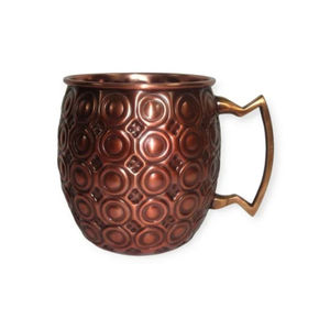 Mug à Moscow Mule en cuivre antique |   Mug à cocktail vintage gaufré avec poignée design |   Articles de bar et de boisson en gros - Product Image 5