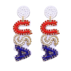 <b>Top</b> Handwork Beaded Embroidery for University Drop <b>Earrings</b> Custom Colors Trendy High Quality Unique Unisex - Product Image 3