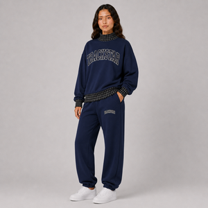 Ensemble 2 pièces personnalisé pour femme, hiver, uni, en molleton de coton biologique, écoresponsable, tenue de sport incluant un sweat-shirt - Product Image 2