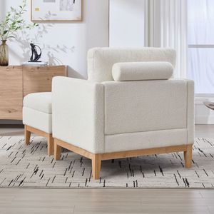 Fauteuil d'appoint en forme de L réversible de 35,4 pouces de large avec repose-pieds, pieds en bois naturel, base en bois rembourrée de qualité supérieure pour salon - Product Image 3