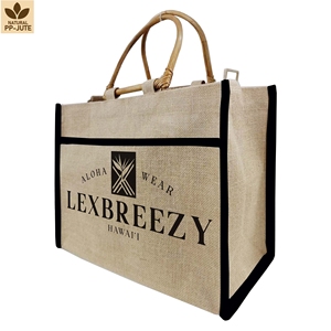 Bolsa de Compras Reutilizable de Yute Natural Laminado, 40x30x18 cm, Logotipo Personalizado, Venta al Por Mayor, Modelo OEM SNCH190 - Product Image 3