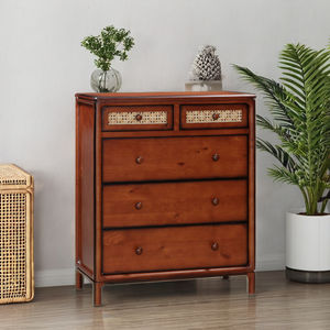 ตู้ลิ้นชักไม้ทรงสูง รุ่นโมเดิร์น LAYTON Collection คุณภาพสูง เฟอร์นิเจอร์ห้องนอนที่ดีที่สุด พร้อมลิ้นชักพลาสติก ผลิตในเวียดนาม เหมาะสำหรับบ้านพักตากอากาศ - Product Image 1