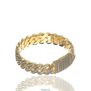 สร้อยข้อมือผู้หญิง Glosbe & Co แบบคิวบา ชุบทอง 14K ประดับด้วยเพชรสังเคราะห์ (เพาะเลี้ยงในห้องปฏิบัติการ) สไตล์เวียดนามคลาสสิก เหมาะสำหรับสวมใส่ทุกวัน ได้รับการรับรองจากผู้ตรวจสอบบุคคลที่สาม - Product Image 2