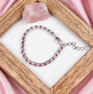 Latest High Quality Garnet Round Faceted Cut Gemstone & Cubic Zircon 925 Sterling Silver <b>Bracelet</b> Handmade Unique Jewelry - Product Image 6
