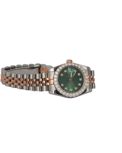 Montre élégante en moissanite VVS1 avec affichage intelligent, mouvement à quartz de luxe, cadran vert en verre, idéale pour les mariages et les soirées - Product Image 3