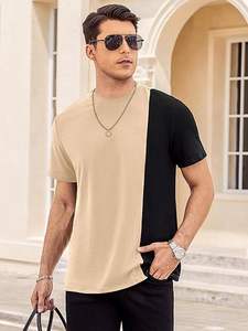 Camisetas Casuales para Hombre, Cuello Redondo, Camisetas de Color en Contraste, Camisetas de Manga Corta con Bloques de Color - Product Image 3