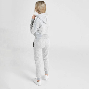 Custom <b>Crop</b> <b>Top</b> <b>Hoodie</b> and Joggers Set Women Fleece Two Piece Tracksuit Grey Slim Fit Sweatsuits Jogging Suits Gym Activewear - Product Image 6