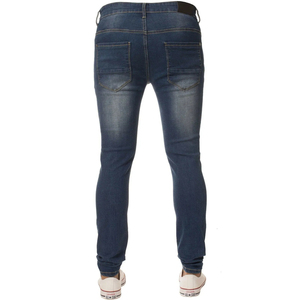 Pantalones Vaqueros Resistentes de Cintura Alta con Múltiples Bolsillos para Hombre, Estilo Informal, Ajuste Regular, Color Azul Duradero, Ideales para Actividades al Aire Libre - Product Image 1