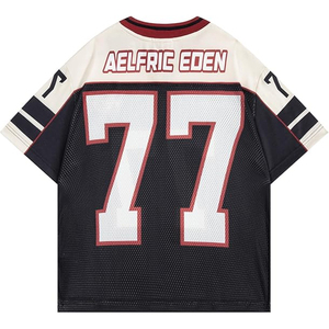 เสื้อฟุตบอลแบบกำหนดเอง คอวี ผ้าตาข่าย ทรงโอเวอร์ไซส์ พิมพ์ลายดิจิตอล โลโก้ ชื่อ เบอร์  รับผลิตแบบ OEM ODM - Product Image 2