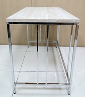 Bureau d'ordinateur Cubicubi élégant et durable pour usage scolaire, finition grain de pierre calcaire, placage PVC chromé, structure en tube métallique, 120x60x79cm TB-373
