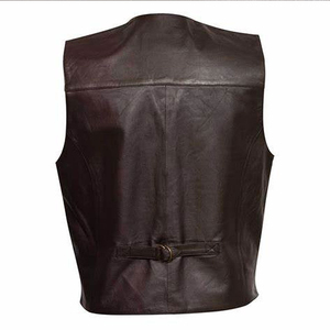 High Quality Plus Size Fashionable Sleeveless Breathable Button Closure <b>Leather</b> Vest For <b>Men</b> Cowhide V-neck <b>Leather</b> <b>Waistcoat</b> - Product Image 2