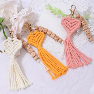 <b>Personalized</b> Colorful Heart Shape Macrame <b>Keychain</b> Suitable For Couples Friends Gifting And And Stylish Daily Use Accessory - Product Image 3