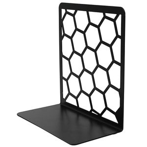 Modern Geometric Metal Bookends Honeycomb Design Heavy Duty Book Holder for <b>Shelves</b> <b>Office</b> Desk Home Decor - Product Image 5