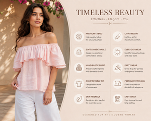 Trendy Bohemian <b>Off</b>-<b>Shoulder</b> Blouse Wide Leg Trouser Set | Breathable Cotton Linen Summer Co-ord Set | Wholesale Women Vacation - Product Image 3