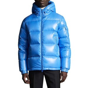 Shinny Puffer Jacket Blue Color High Quality Mens Down Puffer Jacket Winter Custom Logo Puffy Winter <b>Padded</b> Bubble Jackets Men - Product Image 1