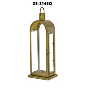 Lanterne en métal finition laiton antique, forme colonne, décoration d'intérieur, porte-bougie - Product Image 3