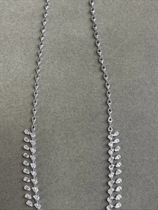 18K White Gold Lab Grown Diamond Fringe Waterfall <b>Necklace</b> | Luxury Multi Teardrop Baguette Diamond Pendant <b>Statement</b> Wedding - Product Image 2