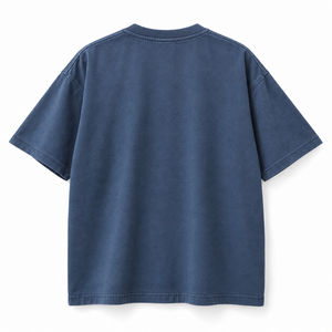 เสื้อยืดโอเวอร์ไซส์สีน้ำเงินอินค์บลูสำหรับผู้ชาย ผ้าคอตตอนหนา 280 GSM ทรงบ็อกซ์สไตล์เกาหลี เสื้อยืดลำลองพรีเมียมแนวสตรีทแวร์ - Product Image 2